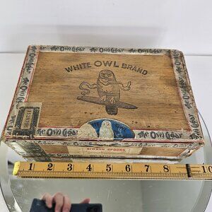 Vintage Cigar Case/Box-White Owl Brand 3/25 Cents W/Gibbs Spoons Tag Store Disp.